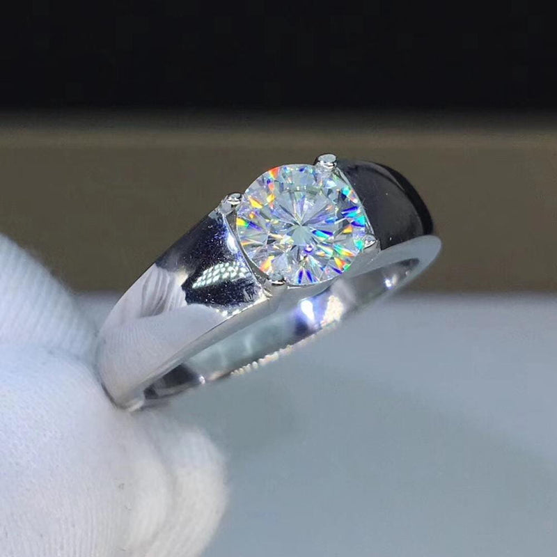 Champagne Diamond Solitaire Mens Ring, Mens Engagement Ring, Mens Wedding  Ring, 14K White Gold 0.55 Carat